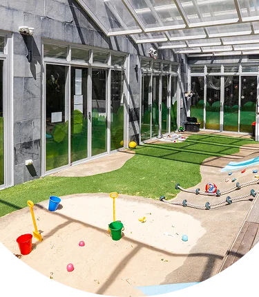 The centre’s outdoor courtyard and play space